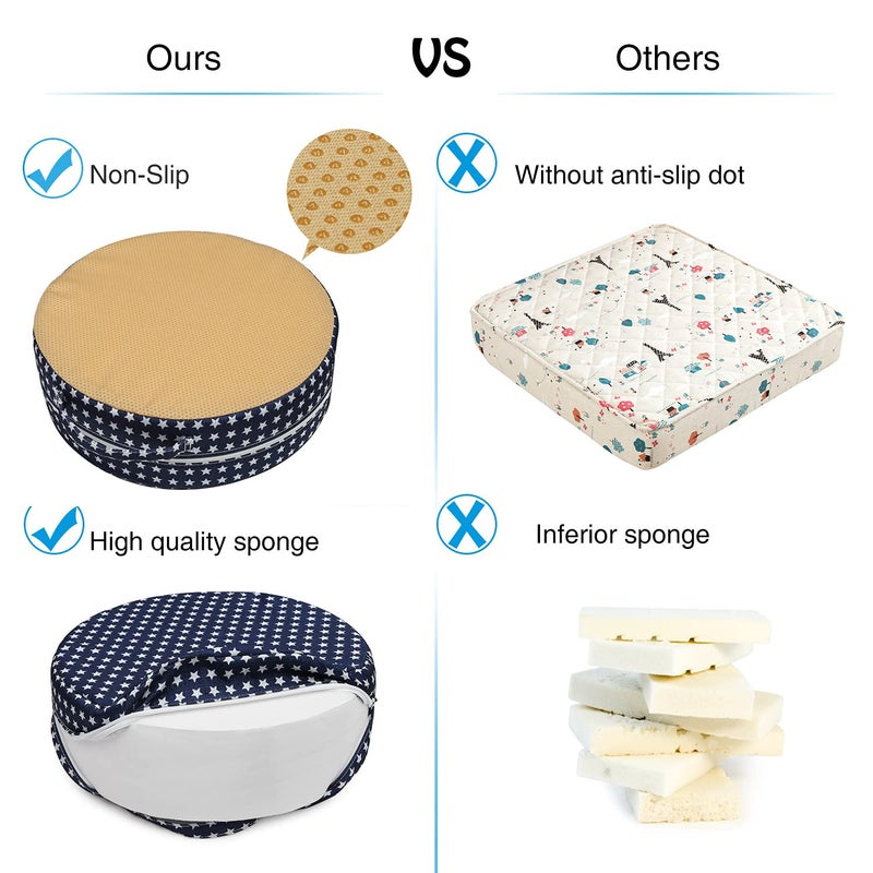 Zicac Kids' Anti-Slip Chair Seat Cushion- Dining Seat Pad Dismountable Round Seat Cushion (Blue Star) - Image 2